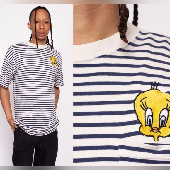 Acme Clothing 90s Tweedy Bird Striped Tee Size M - Picture 1 of 8